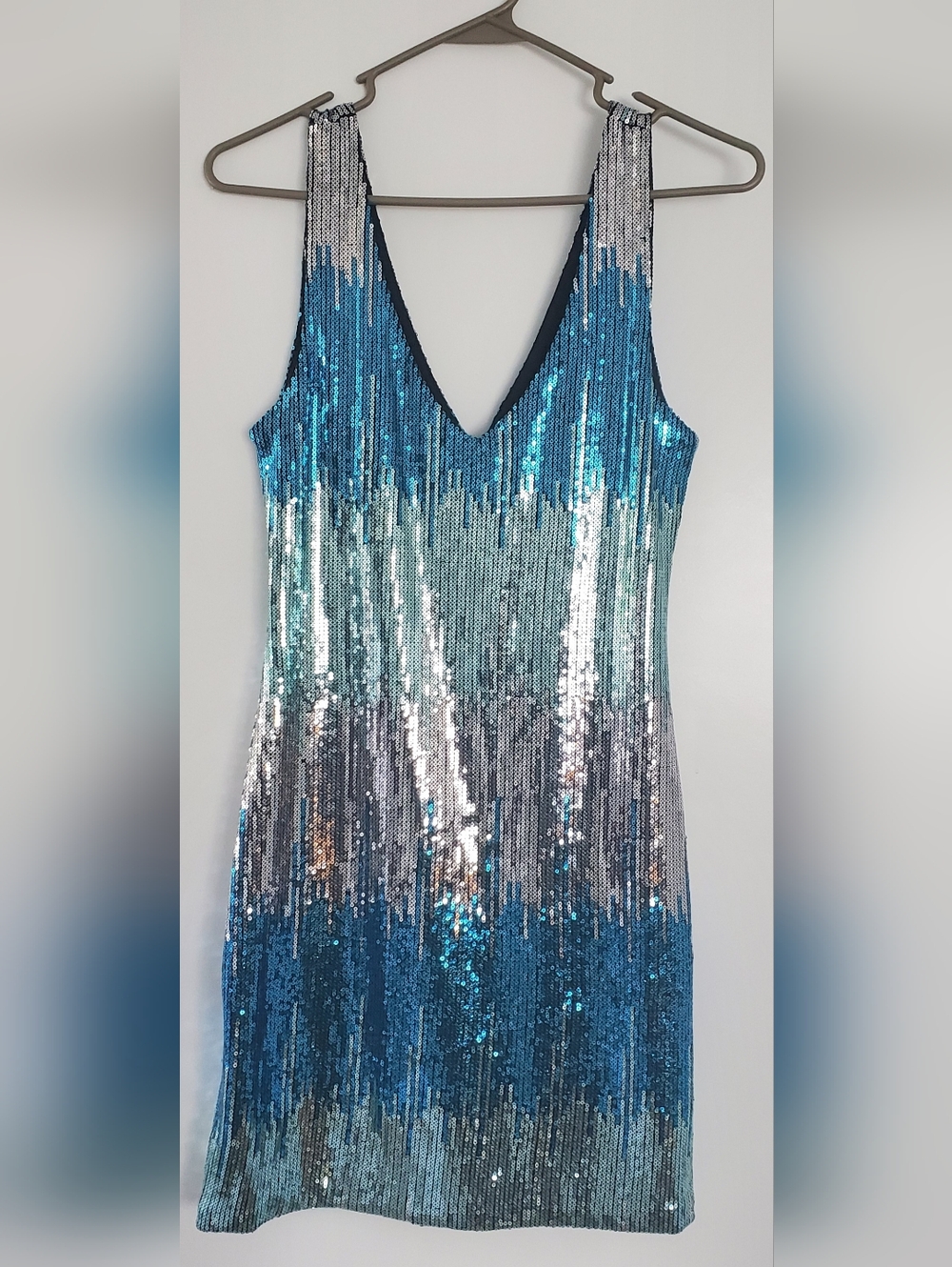 Lily Rose Blue & Silver Sequin Ombre Mini Dress